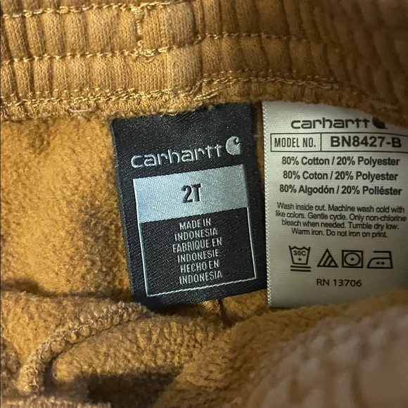 Carhartt Toddler Tan Joggers with Logo - Picture 2 of 2